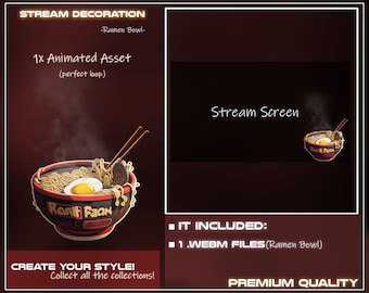 Animated Ramen Bowl VTuber Stream Asset (WEBM)