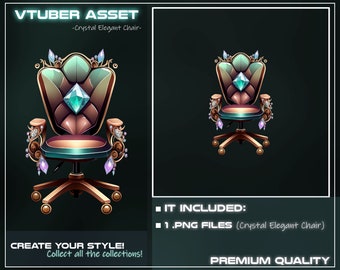 Activo de silla de cristal VTuber: Elegante decoración kawaii para streaming