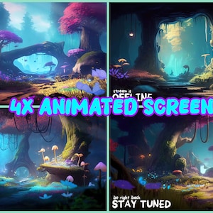 ANIMATED Magic Forest Screens / Chill Mushroom Vibes / Twitch Lofi screens / Nature Cozy /Cute/Stream ending / Starting Soon/ Screen Overlay
