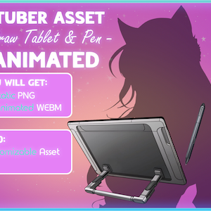 ANIMATED Customizable Drawing Art Tablet / Editable Vtuber Asset / Cute Artist Stream Decoration / Pngtuber Video Assets / Streaming Twitch