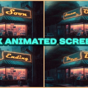 Animated Lofi Shop Stream Overlay: Green Rainy Twitch Package (Digital Download)