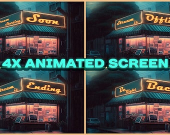 Superposición animada de transmisión de Lo-Fi Shop: Paquete de Twitch "Green Rainy" (Descarga digital)
