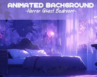 Animierter Horror Geist Schlafzimmer VTuber Hintergrund (MP4, PNG)