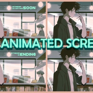 Lofi Boy Snack Shop / Anime /Retro Style Overlays /Aesthetic Stream Package /Cozy/Custom/Chill /BRB Screen /Streamer/Twitch /Green