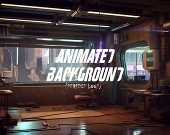 Animated Cyberpunk Study Room Background - Aesthetic Sci-Fi Loop (MP4)