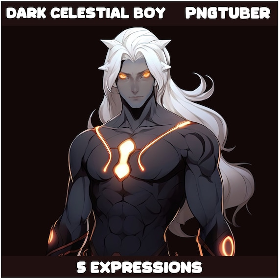 Dark Celestial Boy PNGTuber Model: 5 Expressions (Veadotube)