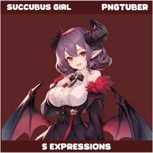 PNGTUBER - Epic Succubus Girl / Red Demon Wings / Cute horn  / Creature Vtuber / Streamer / 2D Model Assets / TikTok / Twitch / Veadotube