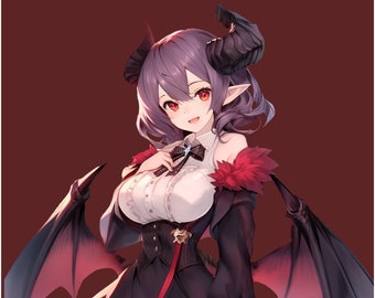 Succubus Girl PNGTuber - Red Demon Vtuber Model (5 Ausdrücke)