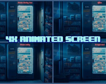 Animated Chill Vending Machine Stream Overlay: Lofi Twitch Screens (WebM, MP4, PNG)