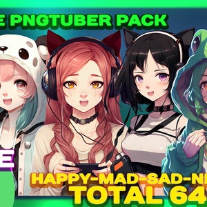 PNGTUBER Pack - 4 Cute Girl / Ready to use PNGTUBER / premade PNGTUBER / Anime avatar for Twitch / Discord / Youtube / TikTok / Sweet Model