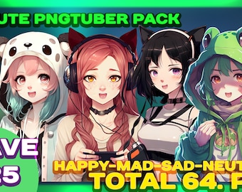 Anime-meisje pngTuber-avatarpakket – klaar voor gebruik
