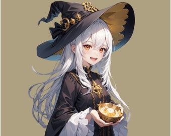 Süßes Witch Girl PNGTuber - Anime Manga und Animierter Hintergrund