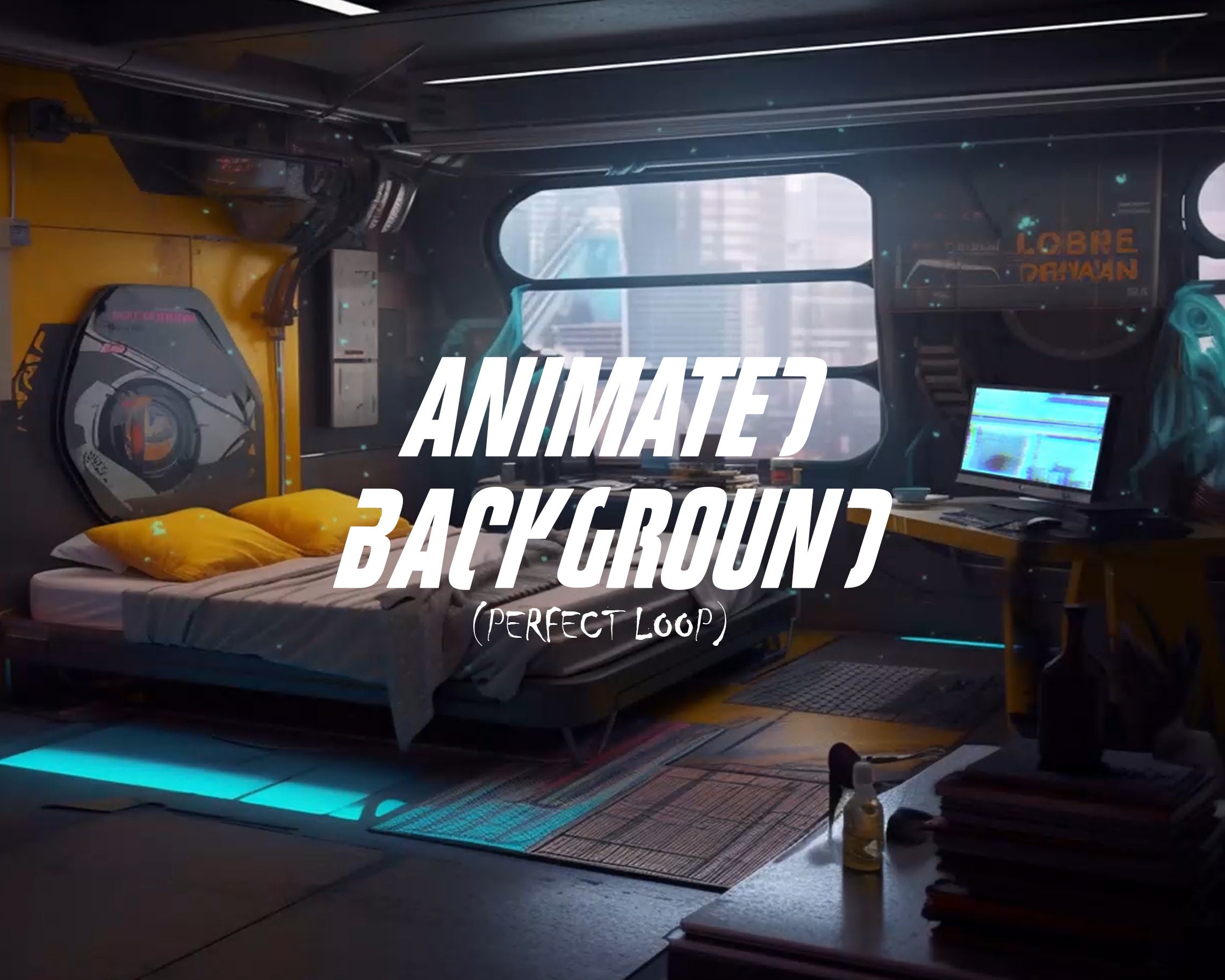 Animated Cyberpunk Hacker Room Background – Sci-fi Stream Overlay (MP4 ...