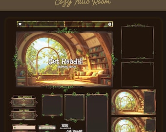 Cozy Attic Room Animated Stream Pack: Twitch Overlay Bundle