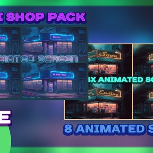 2 ANIMATED Stream Screen Pack/ Twitch /Lofi Shop Overlays /Aesthetic Stream Package / Retro /Custom/Chill / BRB / Overlay / Streamer / Rainy