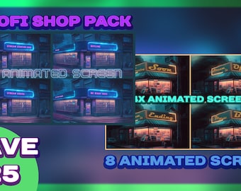 Animated Lofi Shop Stream Screens: Twitch Overlay Pack