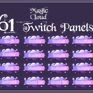 61 Magic Cloud Twitch Panel / Purple Cute Aesthetic / Cozy Fairy Panels /Aesthetic Stream Package /Custom / Streamer