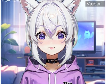 Live2D VTuber Model: Luftschlangen Fuchs Mädchen, animierter Hintergrund (gebrauchsfertig)