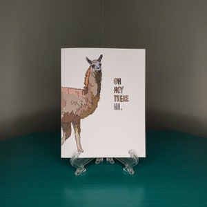 Oh Hey There Hi Brown Llama Greeting Card