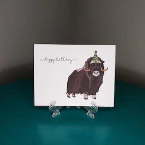 Carte d'anniversaire animal funky : bœuf musqué