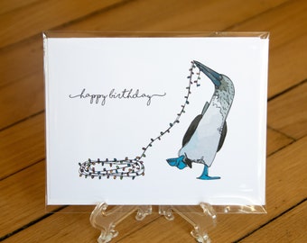 Funky Animal Birthday Card: Blue-footed Booby