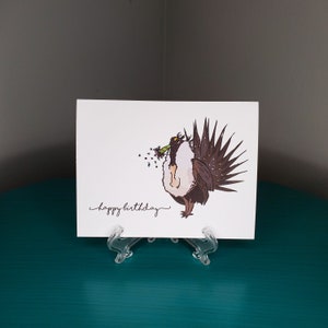 Carte d'anniversaire animal funky : Tétras des armoises