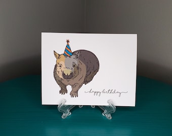 Funky Animal Birthday Card: Wombat