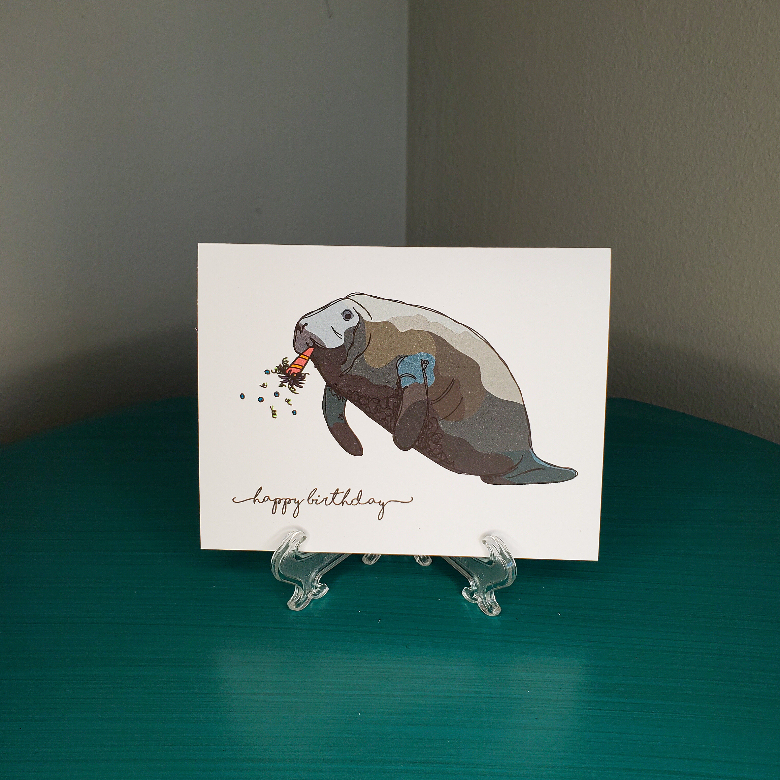 Funky Animal Birthday Card: Manatee