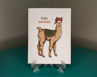 Feliz Navidad Llama Holiday Card