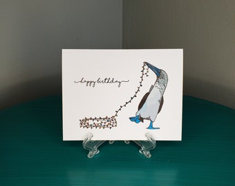 Funky Animal Birthday Card: Blue-footed Booby