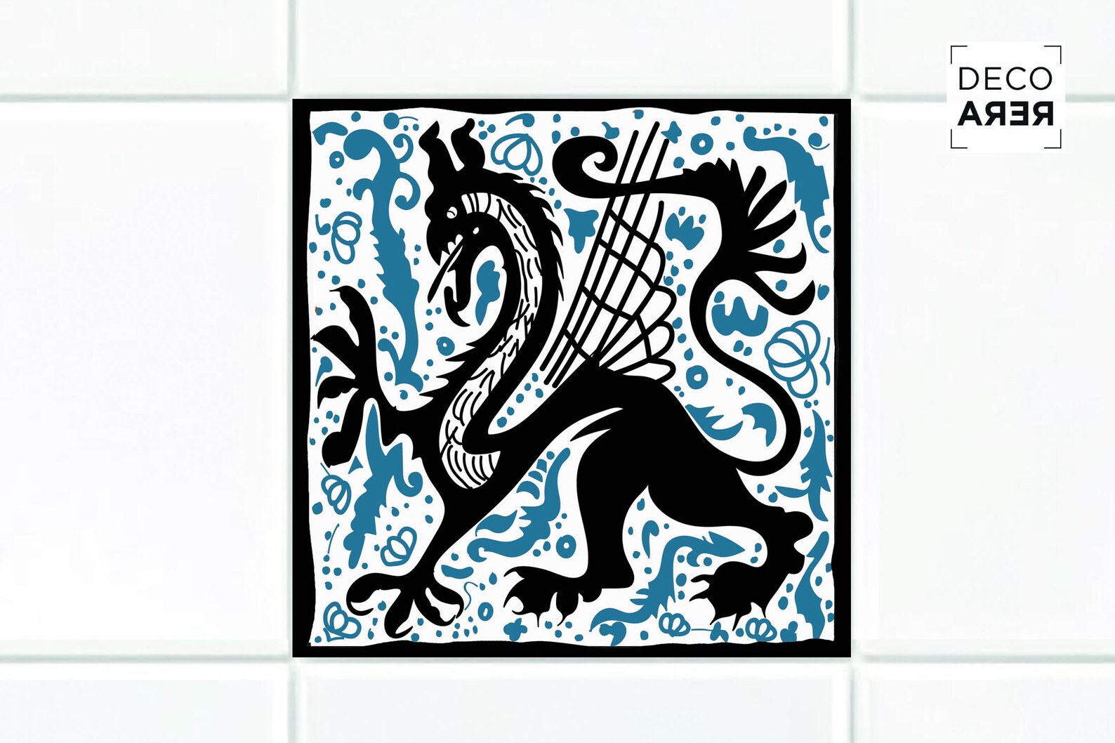 Azulejo Medieval Dragón juego de 8 azulejos medievales en | Etsy