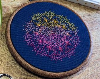 Mandala flower blackwork/backstitch cross stitch pattern #1 | Modern flower floral oval and square design | Digital pdf chart
