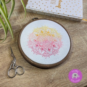 Mandala Flower Blackwork Cross Stitch Pattern | Floral PDF Chart