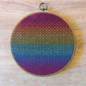 Blackwork Rainbows in the night sky | Geometric repeating pattern chart on black fabric | 8&quot; modern art hoop embroidery | Download PDF