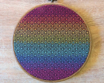 Rainbow Blackwork Embroidery Pattern | 8" Geometric Design (PDF Pattern)