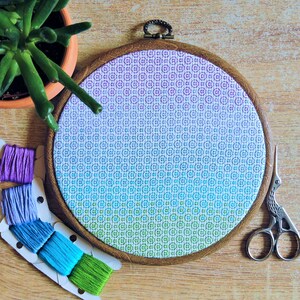 Abstract Blackwork cross stitch pattern | Geometric ombre shapes PDF chart | Repetitive meditative stitching backstitch | 6 inch hoop