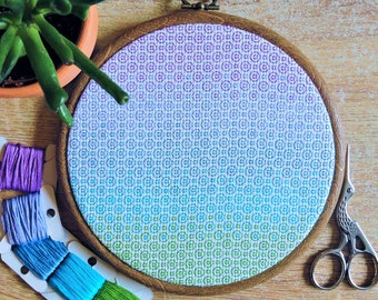 Abstract Blackwork cross stitch pattern | Geometric ombre shapes PDF chart | Repetitive meditative stitching backstitch | 6 inch hoop
