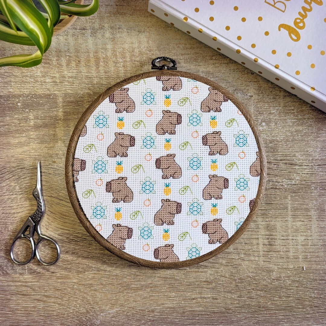 カピバラのクロスステッチパターン：トロピカル刺繍（デジタル