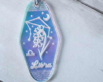Zodiac Keychain, Libra, Astrology Gift, Motel Keychain, Zodiac Motel