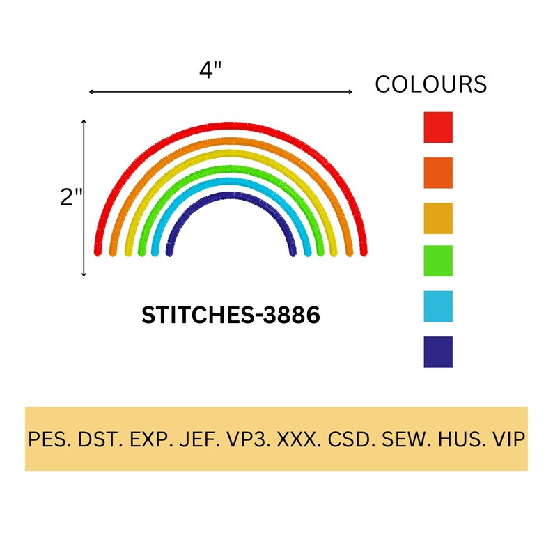 Rainbow Machine Embroidery Design (digital File) - Etsy