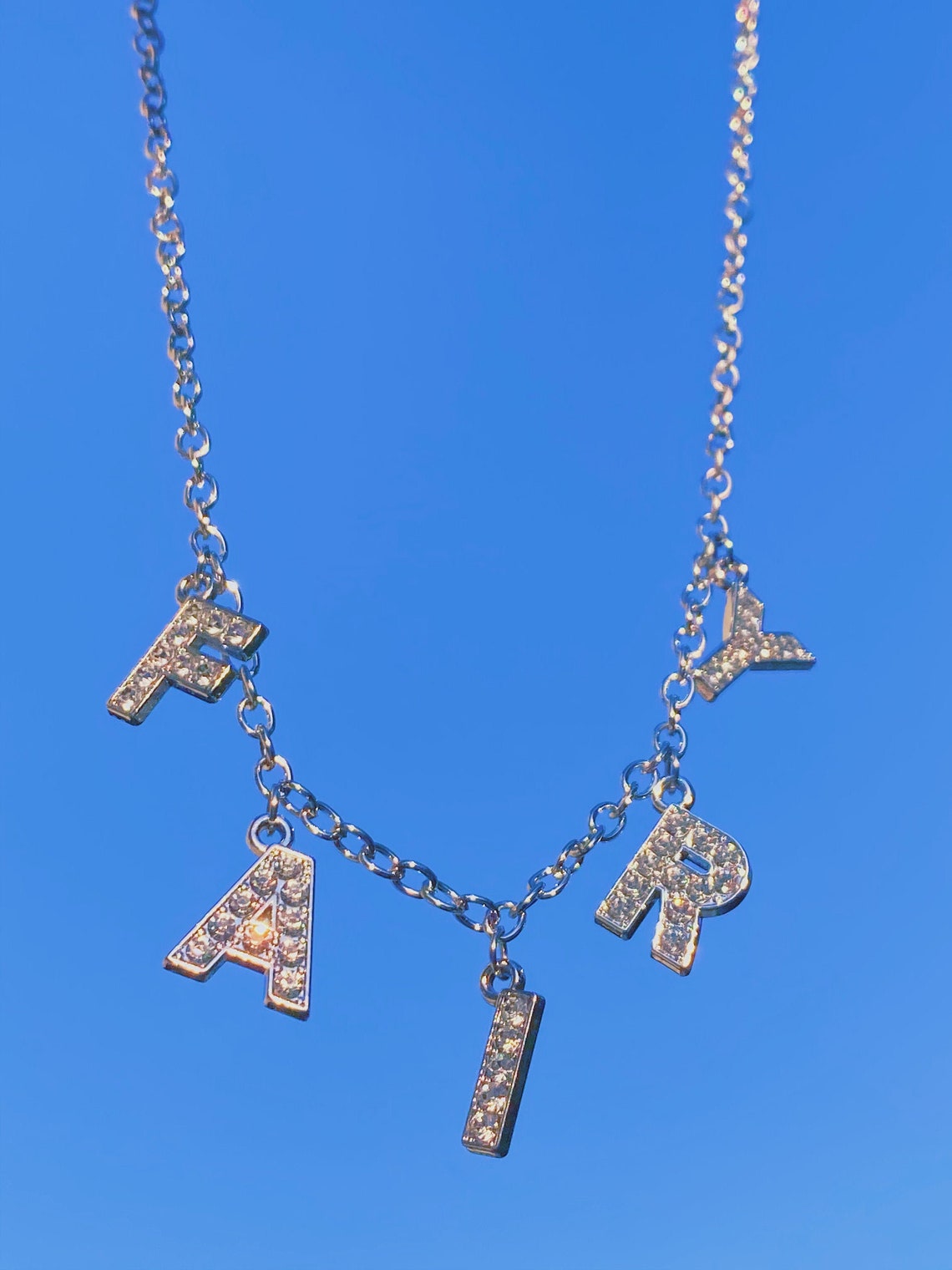 CUSTOM LETTER Rhinestone Crystal Name Necklace / Letter Name | Etsy