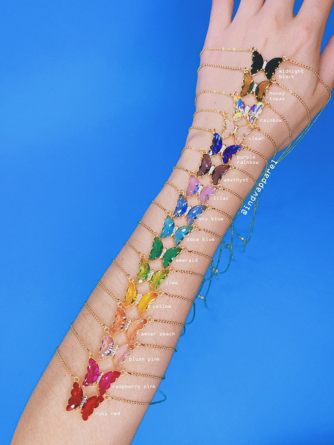 CRYSTAL GLASS Butterfly Necklace / 14K Plated Gold / Statement Etsy