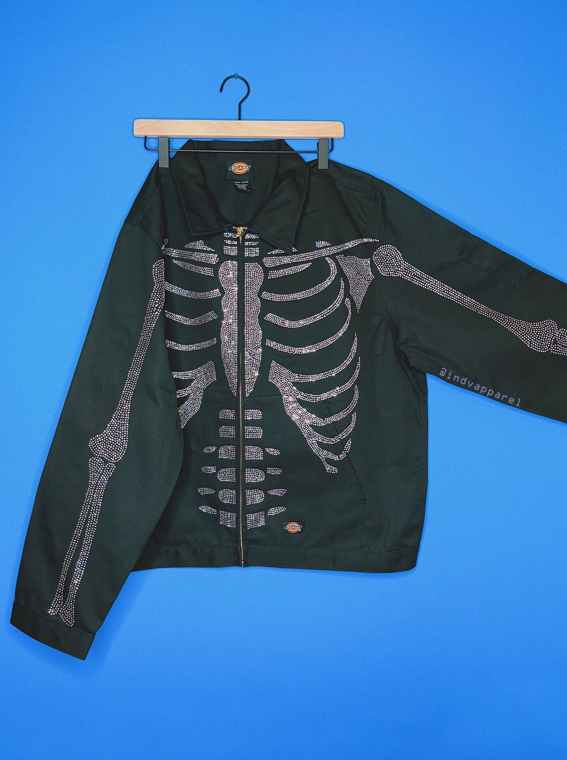 RHINESTONE SKELETON JACKET / Black Zip up Men's - Etsy Norway