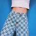 CHECKERED Patchwork Jeans / Checker / Y2K Retro Jeans / Two Toned Jeans / Reconstructed Jeans / Upcycled Jeans / eGirl Aesthetic Clothing 