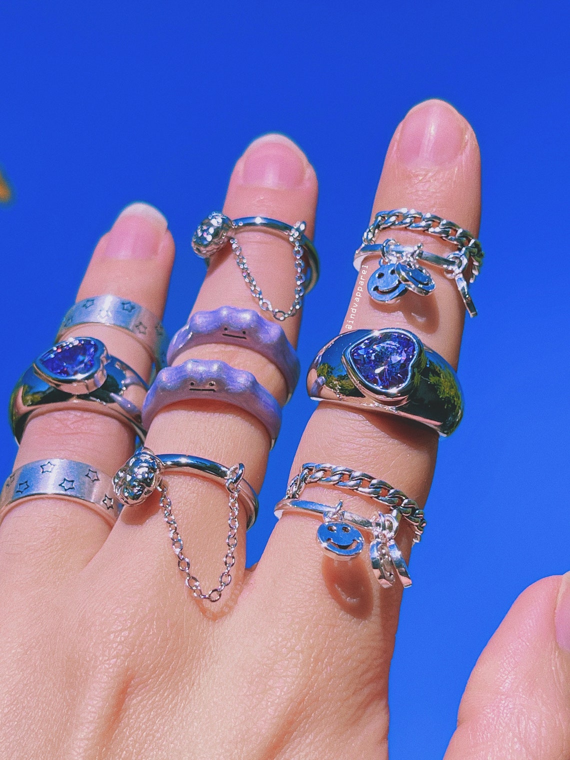 Y2K CHARM Ring & Band Set / Trendy Statement Jewelry Silver Etsy