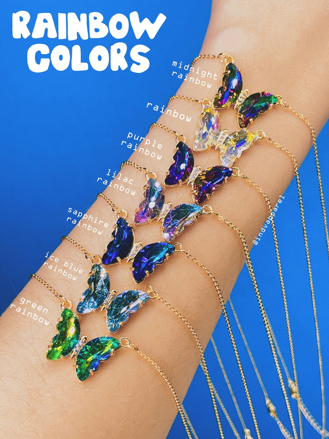 CRYSTAL GLASS Butterfly Necklace / 14K Plated Gold / Statement Etsy