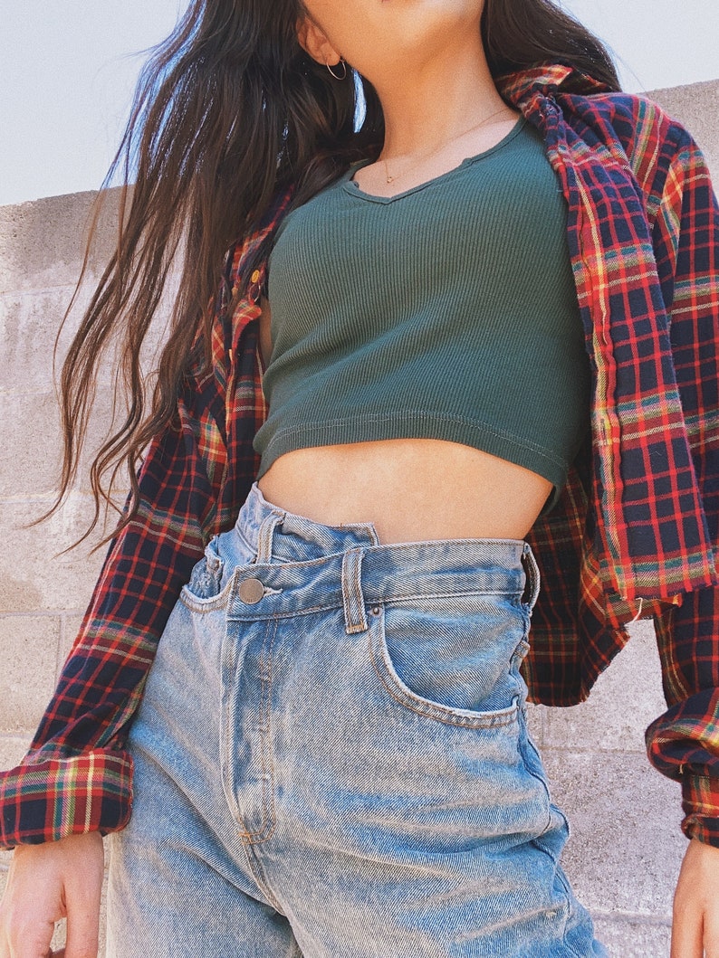 jeans that cross over in the front