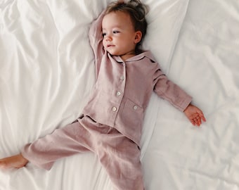 Lydie classic mini linen pajamas