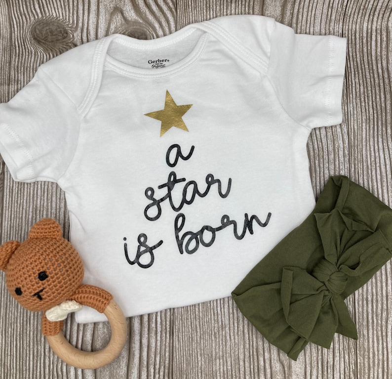 A Star Is Born Baby Gerber Organic Handmade Onesie