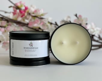 Handmade Stargazer Lily Candle, Floral Scented Soy Candle, 6oz